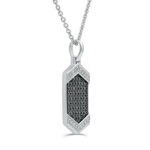 Link N Lock® Lab-grown Diamonds Black Plated Dog Tag Pendant-1.00 Ct. T.w.