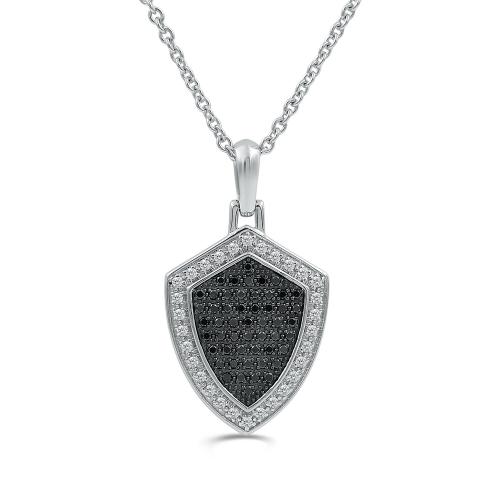 Link N Lock® Lab-grown Diamonds Black Plated Shield Pendant-0.75 Ct. T.w.
