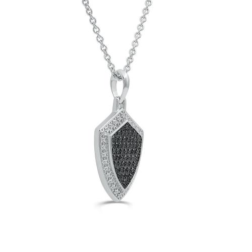 Link N Lock® Lab-grown Diamonds Black Plated Shield Pendant-0.75 Ct. T.w.