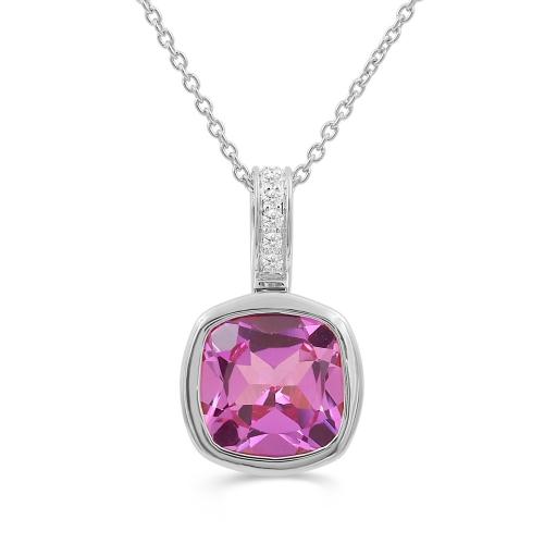 Love Spell® Lab-grown Diamonds Pink Sapphire Pendant-0.05 Ct. T.w.