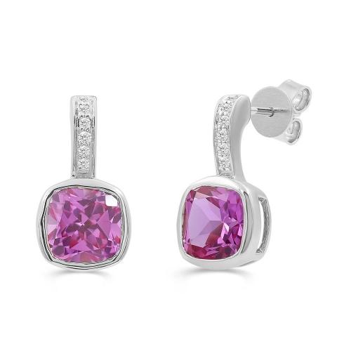 Love Spell® Lab-grown Diamonds Pink Sapphire Earring-0.10 Ct. T.w.