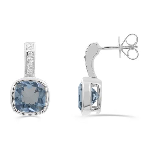 Love Spell® Lab-grown Diamonds  2.00ct Blue Topaz Earring-0.10 Ct. T.w.