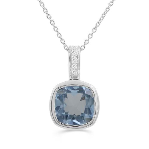 Love Spell® Lab-grown Diamonds Blue Topaz Pendant-0.05 Ct. T.w.