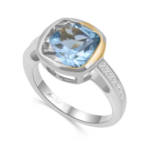 Love Spell® Lab-grown Diamonds Blue Topaz Ring-0.10 Ct. T.w.