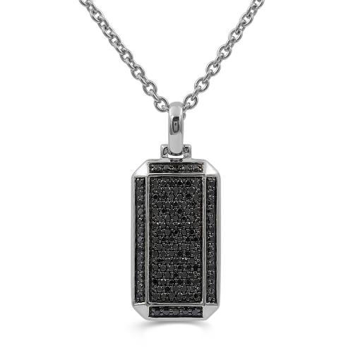 Link N Lock® Natural Treated Black Diamond Dog Tag Pendant-1.20 Ct. T.w.