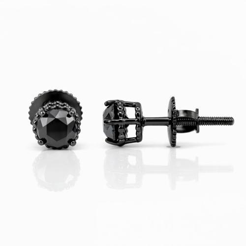 Link N Lock® Natural Treated Black Diamond Stud Earrings 1.00 Ct. T.w.