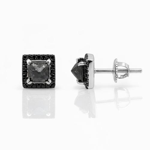 Link N Lock® Natural Treated Black Diamond Stud Earrings 1.95 Ct. T.w.