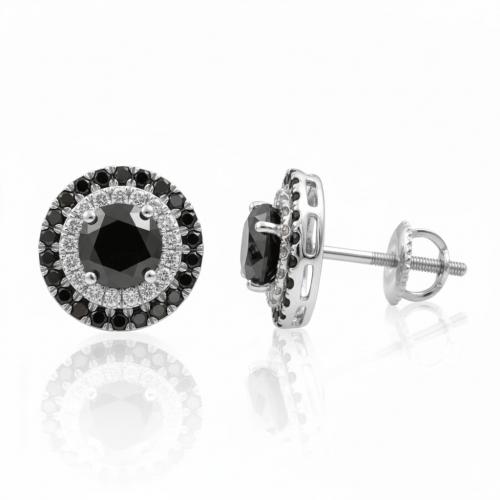 Link N Lock® Labgrown Diamond With Natural Treated Black Diamond Stud Earrings 4 Ct. T.w.