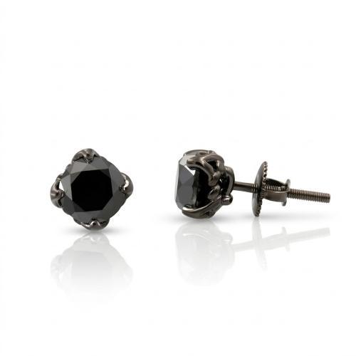 Link N Lock® Natural Treated Black Diamond Stud Earrings 3.35 Ct. T.w.