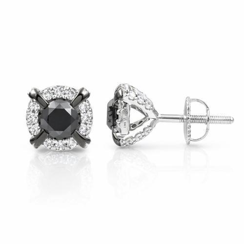 Link N Lock® Labgrown Diamond With Natural Treated Black Diamond Stud Earrings 1 Ct. T.w.