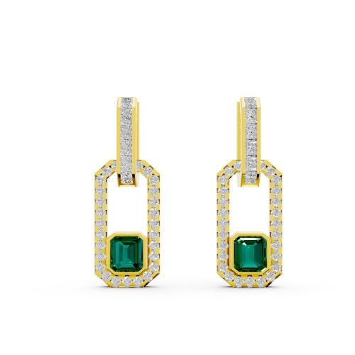 Aanika.v Emerald Paperclip Dangling 2-pcs Earrings 0.70 Ct.t.w