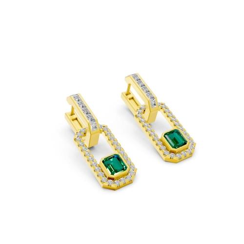 Aanika.v Emerald Paperclip Dangling 2-pcs Earrings 0.70 Ct.t.w