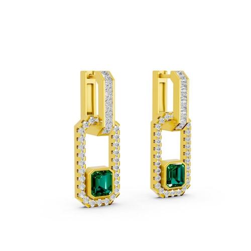 Aanika.v Emerald Paperclip Dangling 2-pcs Earrings 0.70 Ct.t.w