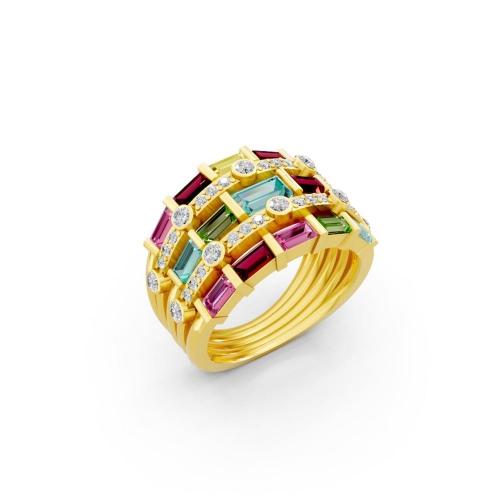 Aanika.v Multicolor Gemstones Band 0.25 Ct.t.w