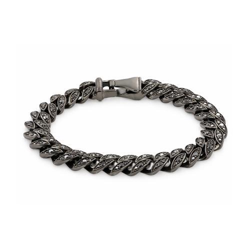 Link N Lock® Natural Treated Black Diamond Cuban Mens Bracelet 5.8 Ct. T.w.