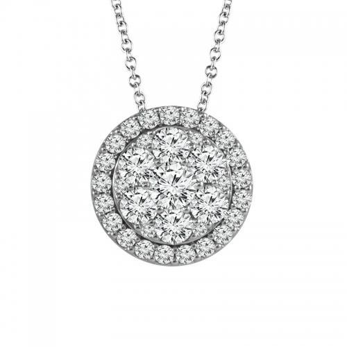 2 Ct. T.w. Diamond Circle Cluster Pendant In 14Kt White Gold