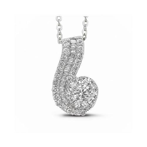 1/2 Ct. T.w. Diamond Round And Baguette Pendant