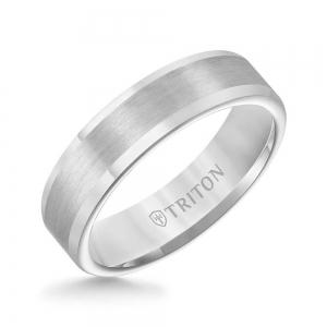 Triton 6MM Tungsten Carbide Satin Finish Flat Center With Bright Polish Round Edges Comfort Fit Wedding Band