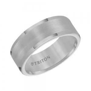 Triton 8MM Tungsten Carbide Satin Finish Flat Center With Bright Polish Round Edges Comfort Fit Wedding Band