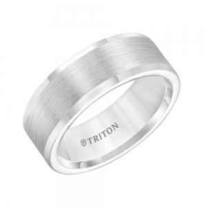 Triton 8MM Tungsten Carbide Satin Finish Flat Center With Bright Polish Round Edges Comfort Fit Wedding Band