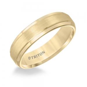 Triton 6MM Yellow Tungsten Carbide Step Edge Comfort Fit Band With Satin Finish Center