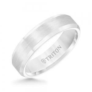 Triton 6MM Bevel Edge Tungsten Carbide Comfort Fit Band With Center Satin Finish And Bright Polished Edge