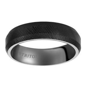 Triton 6MM Black Tungsten Soft Bevel Edge Comfort Fit Band With Floretine Finish