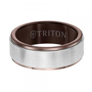 Triton 8mm Espresso Tungsten Carbide Band - Satin Finish Center And Step Edge thumbnail 3