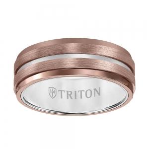 Triton 8mm Espresso Tungsten Carbide Band - Satin Finish With Center Line thumbnail 3
