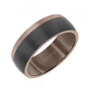 Triton 8MM Espresso Tungsten Carbide Band - Color Blocking And Dome Shape