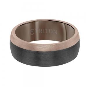 Triton 8mm Espresso Tungsten Carbide Band - Color Blocking And Dome Shape thumbnail 3