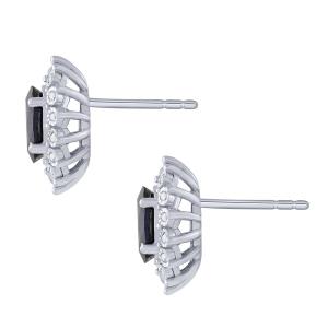 Aanika V. Oval Sapphire Starburst Halo Diamond Screw Studs - 1.80 Ct. T.w. thumbnail 2