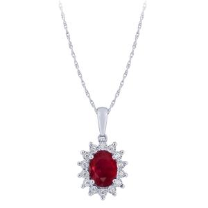 1.78 CT. T.W. Ruby And 1/10 CT. T.W. Diamond Pendant In 14K
