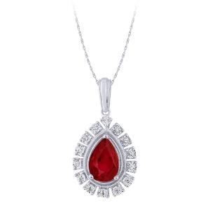 2.37 CT. T.W. Ruby And 1/10 CT. T.W. Diamond Pendant In 14K Gold