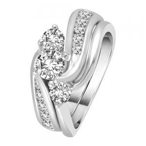 2.00 CT. T.W. Diamond Three Stone Curve Bridal Set In 14K Gold