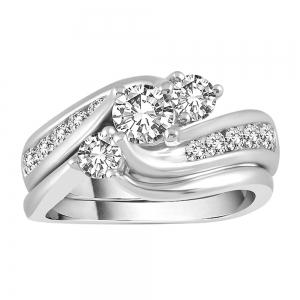 2.00 Ct. T.w. Diamond Three Stone Curve Bridal Set thumbnail 2