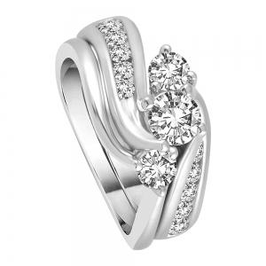 2.00 Ct. T.w. Diamond Three Stone Curve Bridal Set thumbnail 3