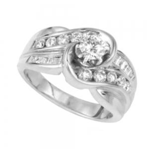 1CT. T.W. Diamond Curve RBC/Bagutte In 14K Gold