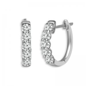 2.00 CT. T.W.  Diamond Hoop Earrings In 14K Gold