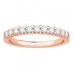 1/2 Ct. T.w. Diamond Round 11-stone Prong Set Wedding Band In 14Kt Rose Gold