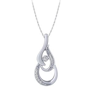 Open Teardrop with Accent Detailing Diamond Pendant - 0.05 Ct. T.w. in 10K White Gold
