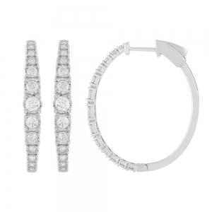 Diani® 26-stone Graduated Hoops - 1 Ct. T.w. in 14K White Gold