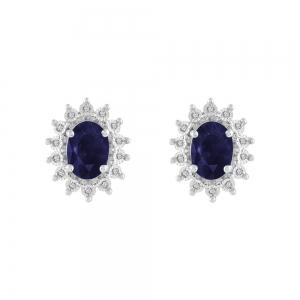 Aanika V. Oval Sapphire Starburst Halo Diamond Screw Studs - 1.80 Ct. T.w. thumbnail 3