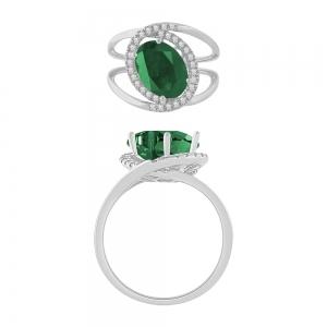 0.27 CT. T.W. Diamond and Emerald 1.16 CT Ring In 14K Gold