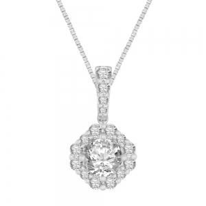 Novello Lab-grown Diamonds Halo Pendant - 1.25 Ct. T.w. In 14k White Gold