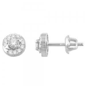 0.55 Ct. T.w. Diamond Halo Stud Earrings In 14Kt White Gold