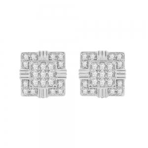 1.5 Ct. T.w. Diamond Square-shaped Stud Earrings In 14Kt White Gold