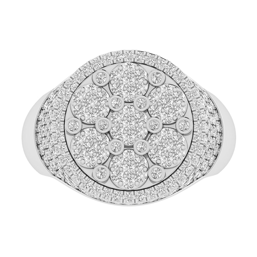 2 Ct. T.w. Diamond Cluster Round Hip Hop Rapper Men Fashion Ring thumbnail 3