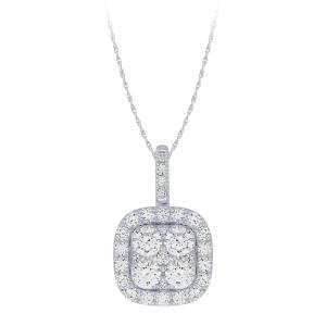 Novello Lab-grown Diamonds Cushion Halo Pendant - 1.65 Ct. T.w. In 14k White Gold