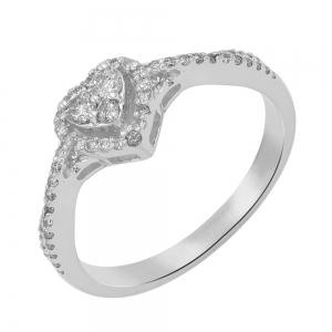 Lab-grown Diamonds Heart Promise Ring - 0.33 Ct. T.w. in 10K White Gold